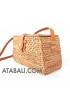 Mini rattan ata sling bags coins purses leather handle